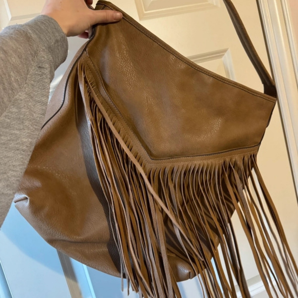 Boston Proper fringe tote bag